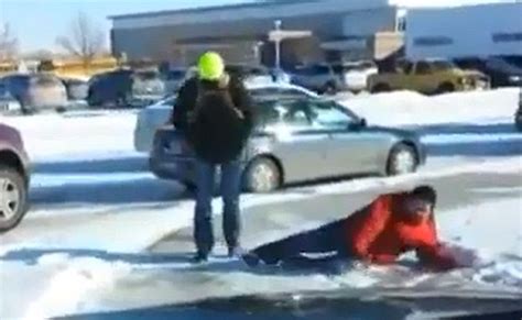 Father Films People Slipping Over On Ice For Six Minutes