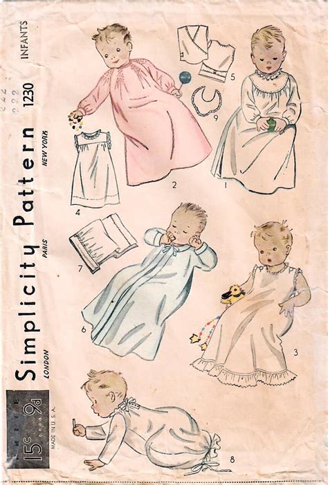 1930s Simplicity 1230 Vintage Sewing Pattern Infant Layette Etsy