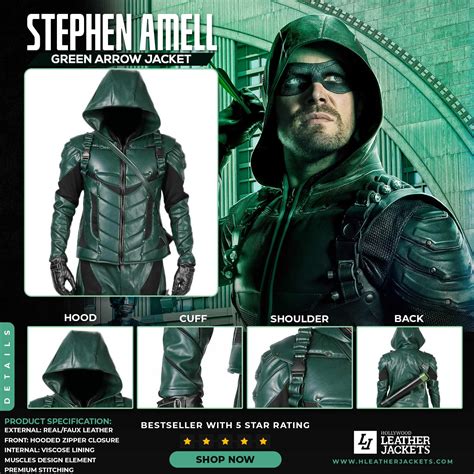 Green Arrow Season 5 Jacket Stephen Amell Leather