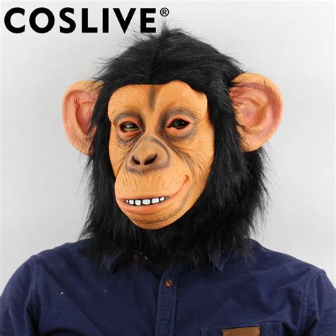 Coslive Christmas Funny Monkey Head Latex Mask Full Face Adult