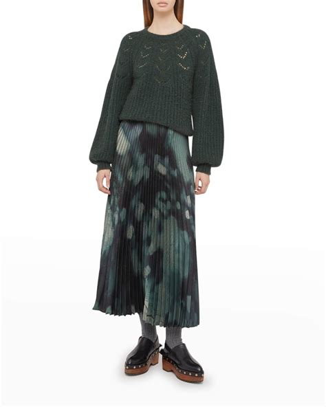 Agnona Blur Print Pleated Midi Skirt Neiman Marcus