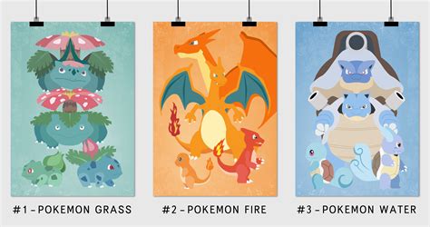 Pokemon Poster Pokemon Art Pokemon Set Pokemon Grass Pokemon Fire Pokemon Water