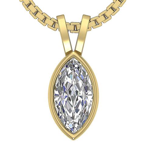 Si2 F 045ct Marquise Diamond Solitaire Pendant Necklace 4ksolid Gold