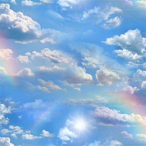 Rainbow Blue Sky By Elizabeth Studios Landscape Col Clouds Rainbows