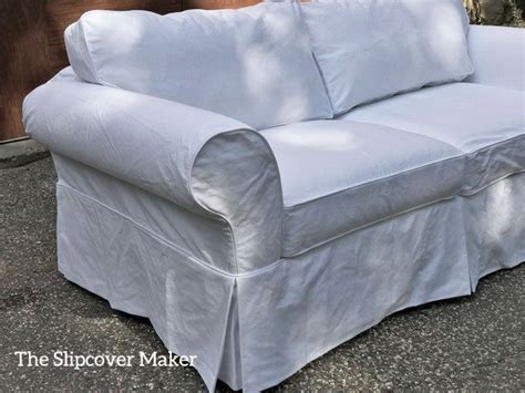 Custom Sofa Slipcover In White Cotton Bull Denim White Slipcover Couch