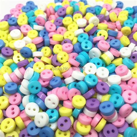 1000pcs Pastel Mixed 6mm Mini Tiny Buttons Resin Round Sewing Doll