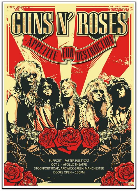 Guns N Roses Uk Rock Posters Rock Band Posters Vintage Music Posters