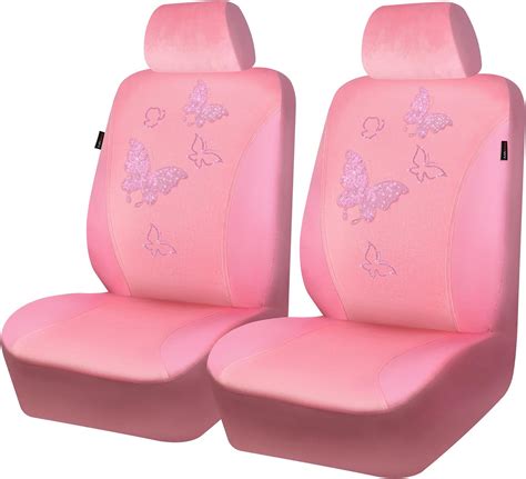 car pass® barbie pink velvet leather front seat covers embroidered sequins