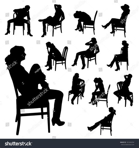 Vector Silhouette Of A Woman Who Is Sitting On A Chair On A White