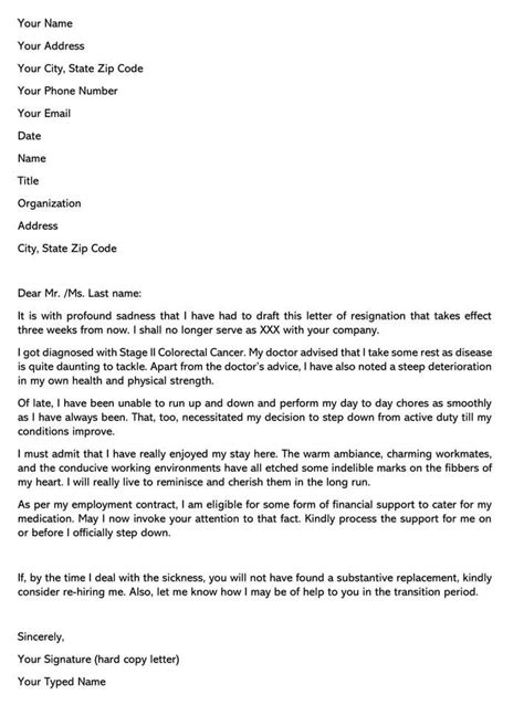Resign Letter Due To Health Reasons Collection Letter Templates