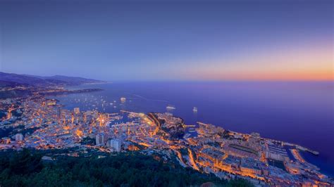 Monaco Night City Lights Panorama Wallpaper Coolwallpapersme
