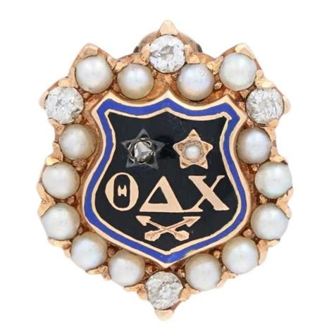 Theta Delta Chi Badge 14k Gold Diamonds And Pearls Unique 1905