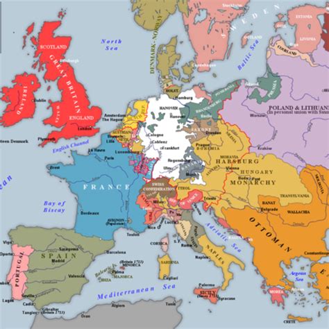 Europe At The Beginning The 18th Century Europe Map Map European Map