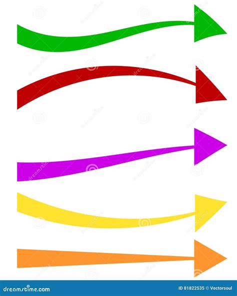 Set Of 5 Colorful Arrow Shapes Long Horizontal Arrows Stock Vector Illustration Of Purple