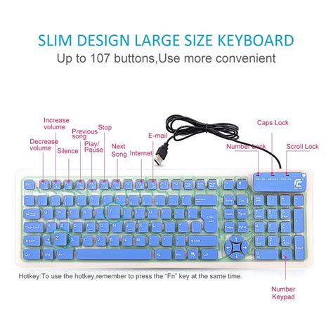 Chinfai External Keyboard For Laptop Silicone Roll Up Folding Travel