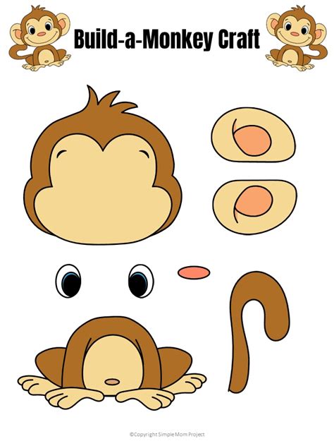 Easy Build A Monkey Craft For Kids With Free Template Simple Mom Project