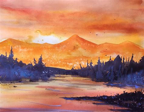 Sunset Watercolor 40x30cm Rart