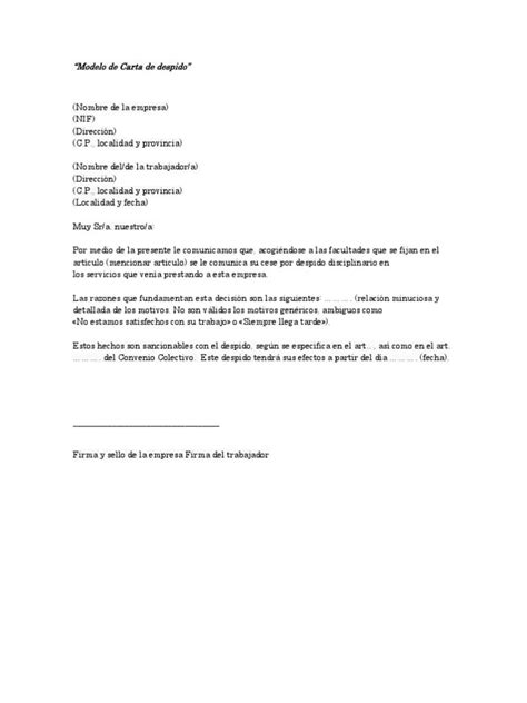 Modelo Carta Aviso Despido Chile Financial Report