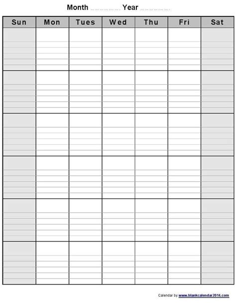 Universal Blank Monthly Calendar With Lines Blank Monthly Calendar