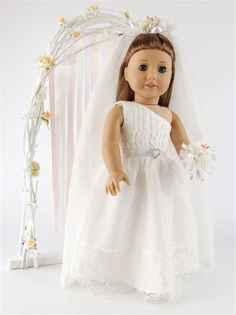 American Girl Doll Wedding Dress With Tulle Veil And Wedding Etsy