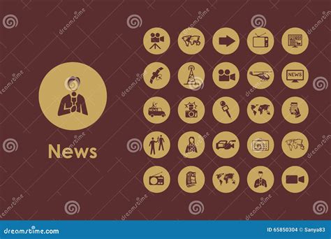 Set Of News Simple Icons Stock Vector Illustration Of Interviewer
