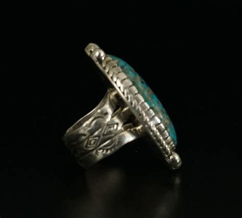 Native American Sterling Silver Natural Morenci Turquoise Ring Navajo Artist Cheryl Arviso