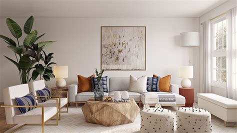 Modern Glam Midcentury Modern Living Room Design By Havenly Interior