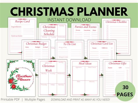 Christmas Planner Printable Christmas Organizer Christmas Etsy