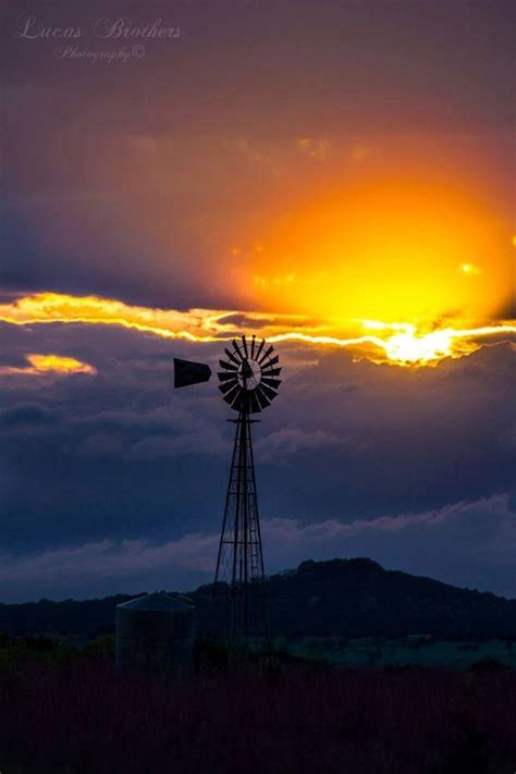 Texas Hill Country Sunset Old Windmills Windmill Water Windmill
