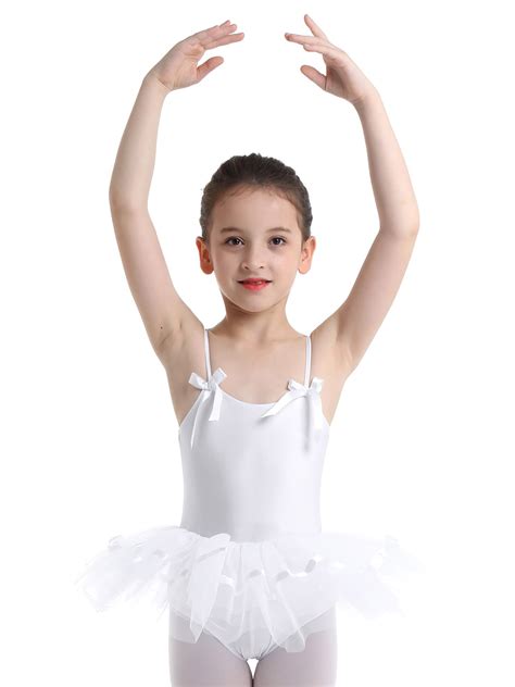 Iefiel Girls Lovely Bowties Spaghetti Straps Ballet Dance Gymnastics Leotard Tutu Dress