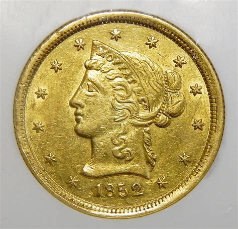 The liberty head $20 gold coins are large, heavy coins that weigh 33.44 grams, contain 0.9613 ounces of gold, and measure 34 millimeters wide. California Gold (1849-1855) - Coins for sale on Collectors ...
