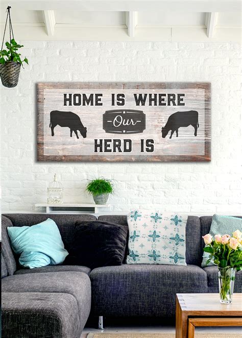 Farm Wall Art Home Is Where Our Herd Is Wood Frame Ready To Hang