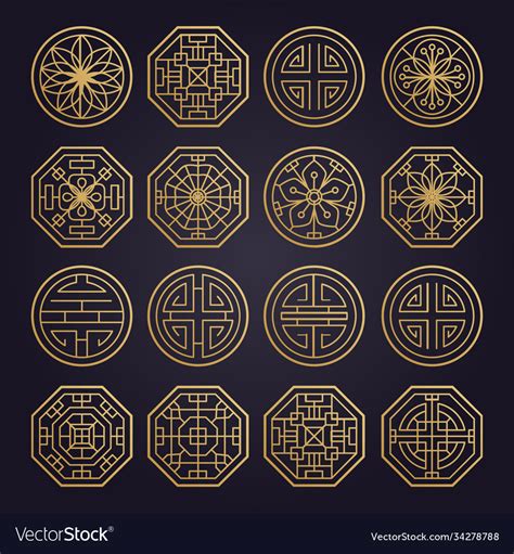 Asian Various Geometric Traditional Pattern Vector Image