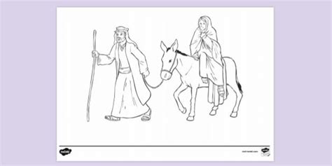 Free Mary On A Donkey With Joseph Colouring Colouring Sheets