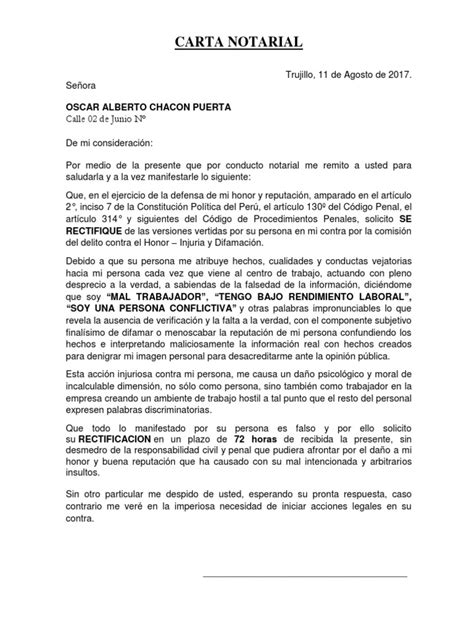 Carta Notarial Por Injuria