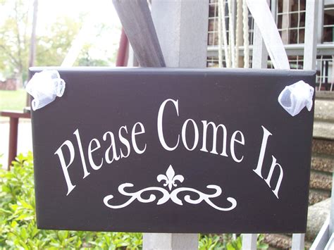 Please Come In Wood Vinyl Sign Open Welcome Sign Office Supply Etsy