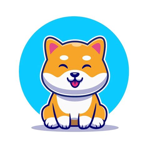 Premium Vector Cute Shiba Inu Dog Sitting Cartoon
