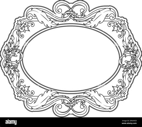 Classic Ornate Frame Round Filigree Border Engraving Stock Vector