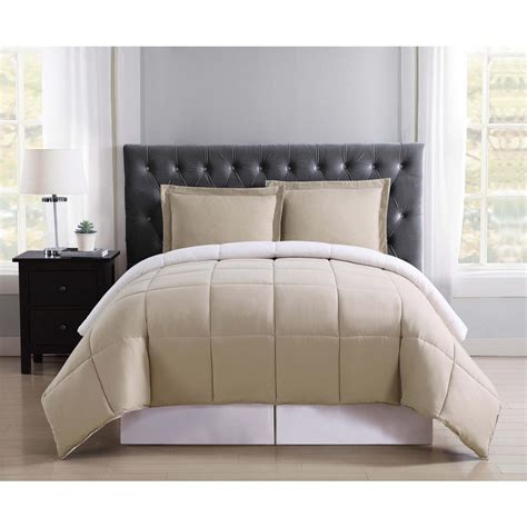 Everyday Khaki And Ivory Reversible Fullqueen Comforter Set Cs1656kifq