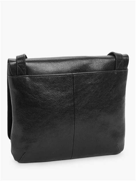 John Lewis And Partners Leather Cross Body Bag Black At John Lewis And Partners
