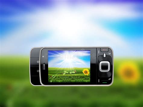 Taking Photo With Mobile Cell Phone Landscape O Stock Illustration