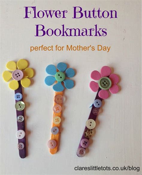 Button Bookmarks Clares Little Tots Mothers Day Crafts For Kids