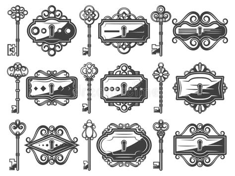 Antique Metal Keyholes Set Stock Vector Illustration Of Monochrome