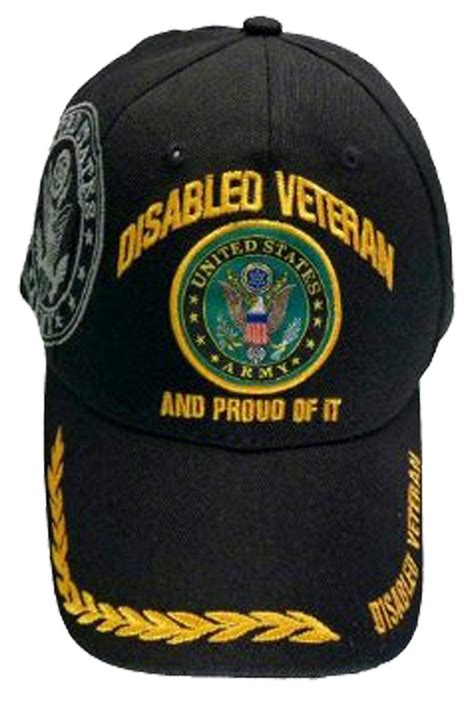 Disabled Veteran Us Army Baseball Cap Black Logo Hat Proud Of It Golden