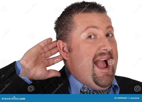 Businessman With His Hand To His Ear Stock Image Image Of Mature