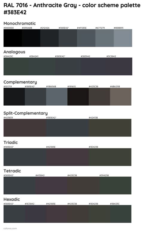 RAL 7016 Anthracite Gray Color Palettes Colorxs Com