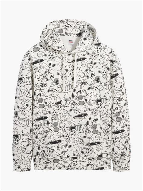 Levis Peanuts Relaxed Snoopy Soccer Hoodie Whitemulti