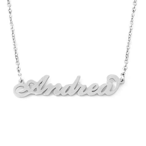 Andrea Italic Silver Tone Name Necklace Personalized Etsy