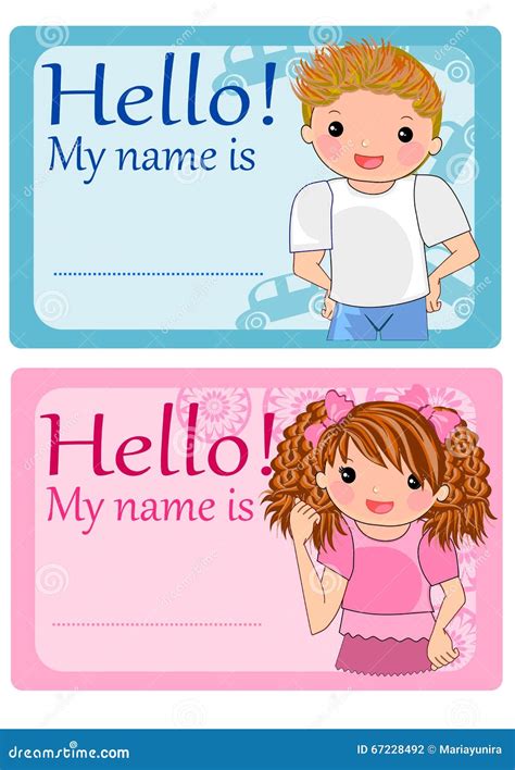 Kids Name Tags With Cute Hippo Cartoon Vector 72118307