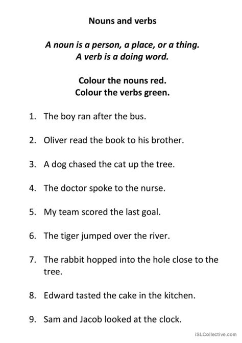 Nouns And Verbs English Esl Worksheets Pdf And Doc